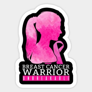 'Breast Cancer Warrior Unbreakable' Breast Cancer Sticker